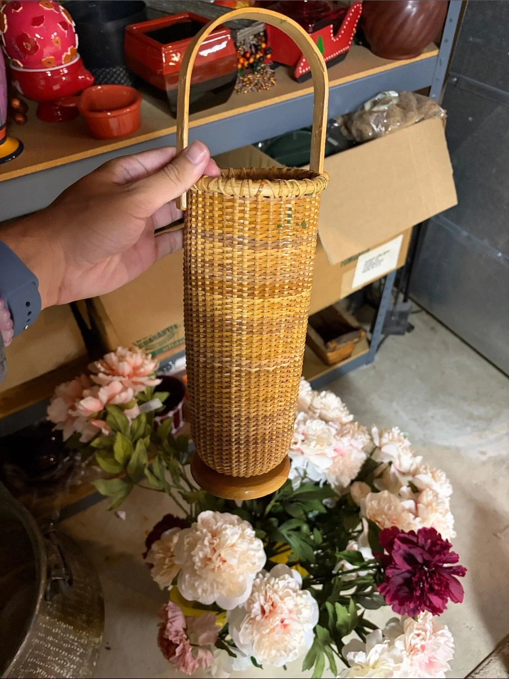 Handwoven Wicker Hanging Lantern Basket - Natural Brown